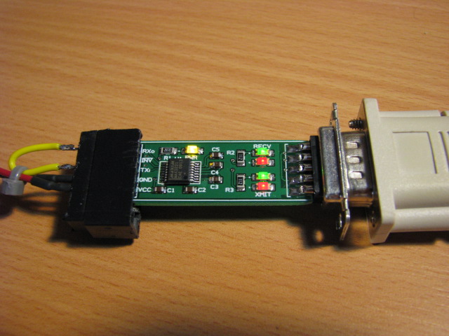 RS232->Logic PCB w/Test connection and DE-9 to PC RS232->Logic PCB w/Test connection and DE-9 to PC